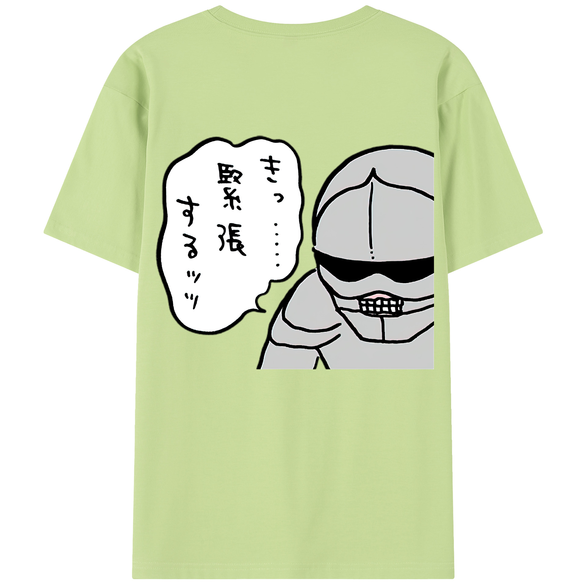 （画像用） ちいかわ 労働の鎧さん Chii-kawa Mr. Armor of Labor 綿100％半袖Tシャツ（背面プリント）